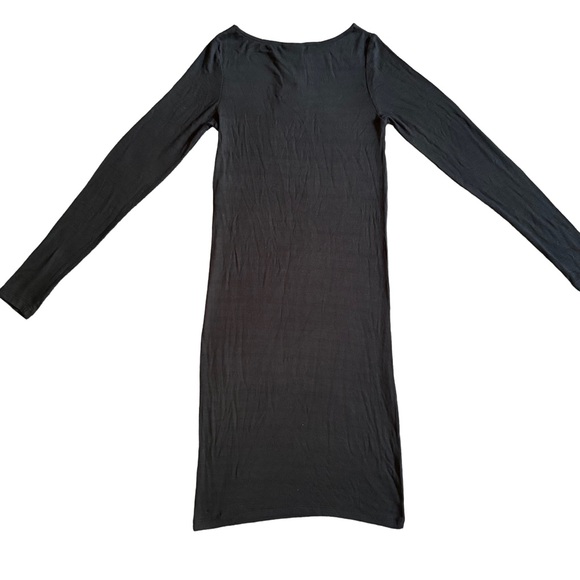 NWT MAMALICIOUS BLACK LONG SLEEVE FITTED CREWNECK RIBBED MATERNITY DRESS SIZE XS - Picture 5 of 8